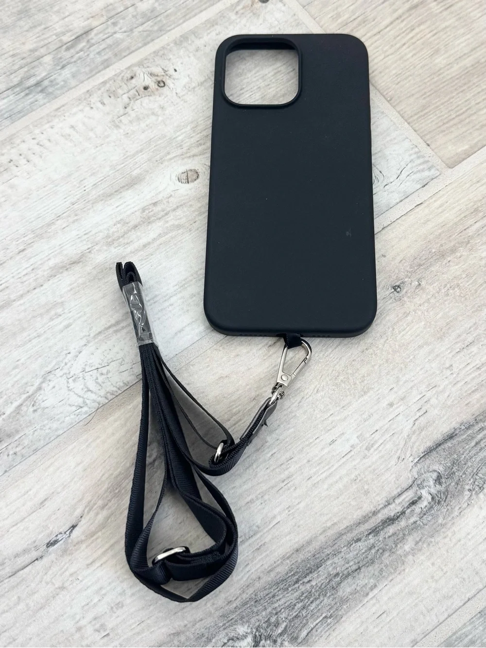Black Protective Silicone Lanyard iPhone Protective Case